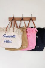 Lettering Raffia Shoulder Bag - Image 5