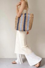 Striped Raffia Shopper Bag - Image 2