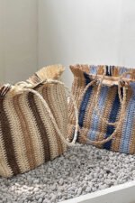 Striped Raffia Shopper Bag - Image 5