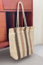 Striped Raffia Shopper Bag - Image 6